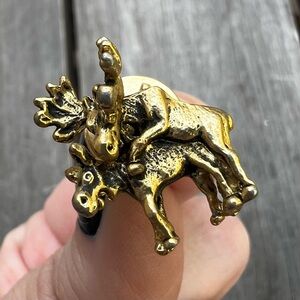 Vintage Ballou Reg'd Tiny Moose Pin Mating Moose Naughty Moose RARE Humping